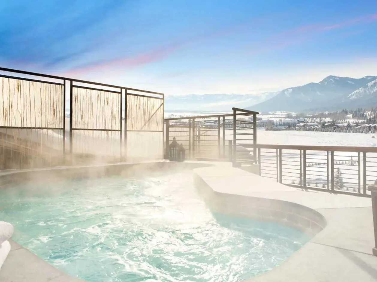 Hotel Terra Jackson Hole skiing resort rooftop spa hot tub
